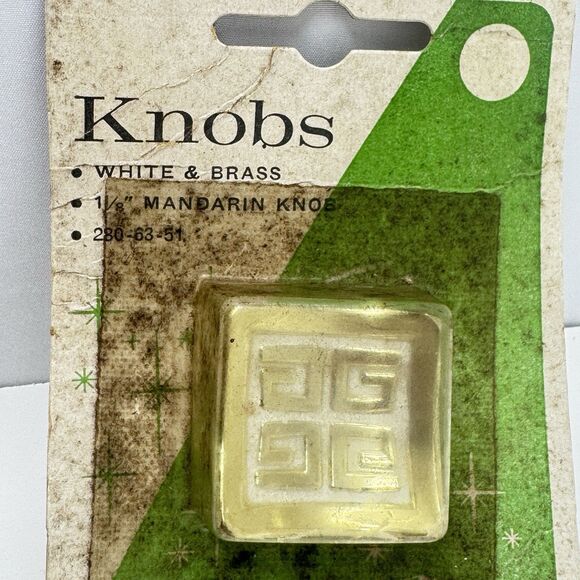 VTG Jaybee JB Manufacturing Corp Square Drawer Knobs MCM Mid Century Gold x2 - Picture 5 of 8